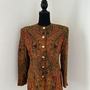 Jones New York Paisley Blazer with Gold Accents